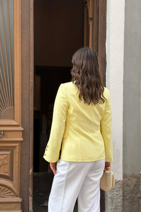 ONE COLOR GOLD BUTTON CLASSIC WOMAN JACKET YELLOW/E VERDHE - 5