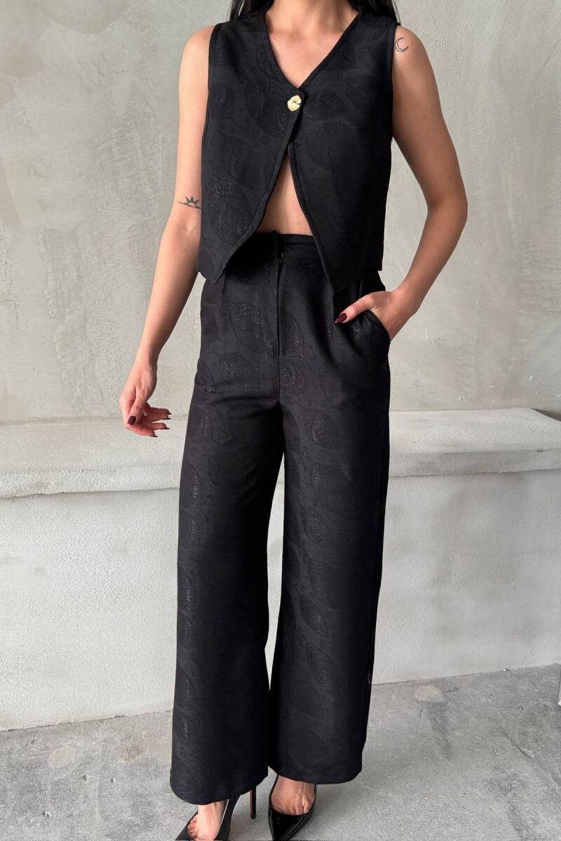 ONE COLOR GOLD BUTTON VEST + TROUSERS WOMAN SET BLACK/ E ZEZE - 3