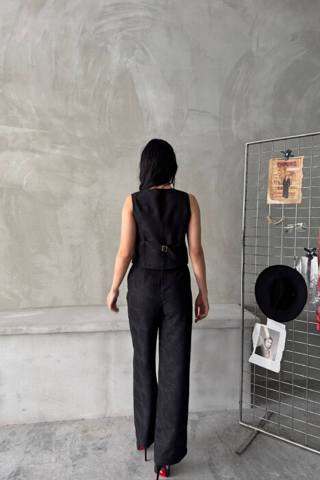 ONE COLOR GOLD BUTTON VEST + TROUSERS WOMAN SET BLACK/ E ZEZE - 4