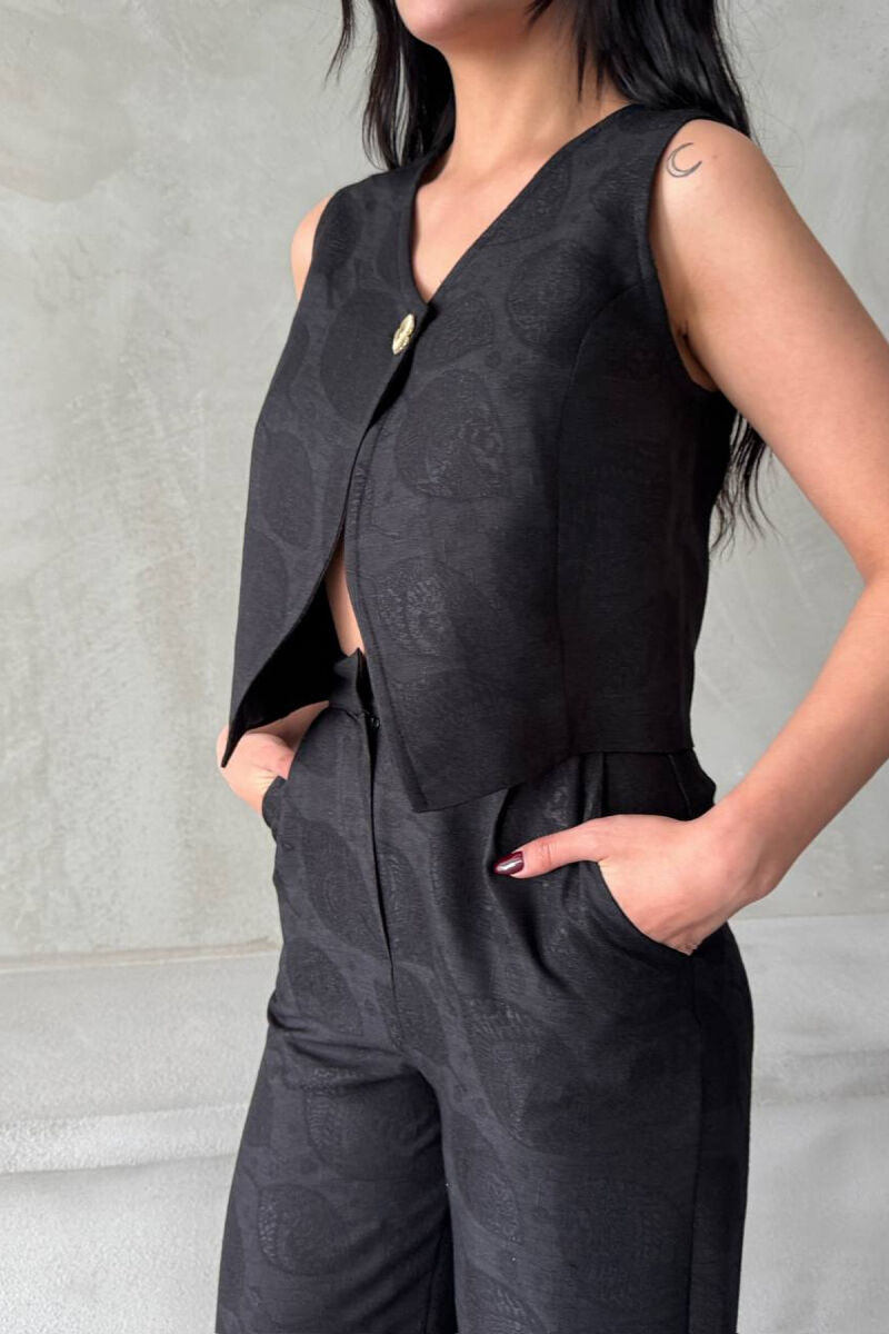 ONE COLOR GOLD BUTTON VEST + TROUSERS WOMAN SET BLACK/ E ZEZE - 5