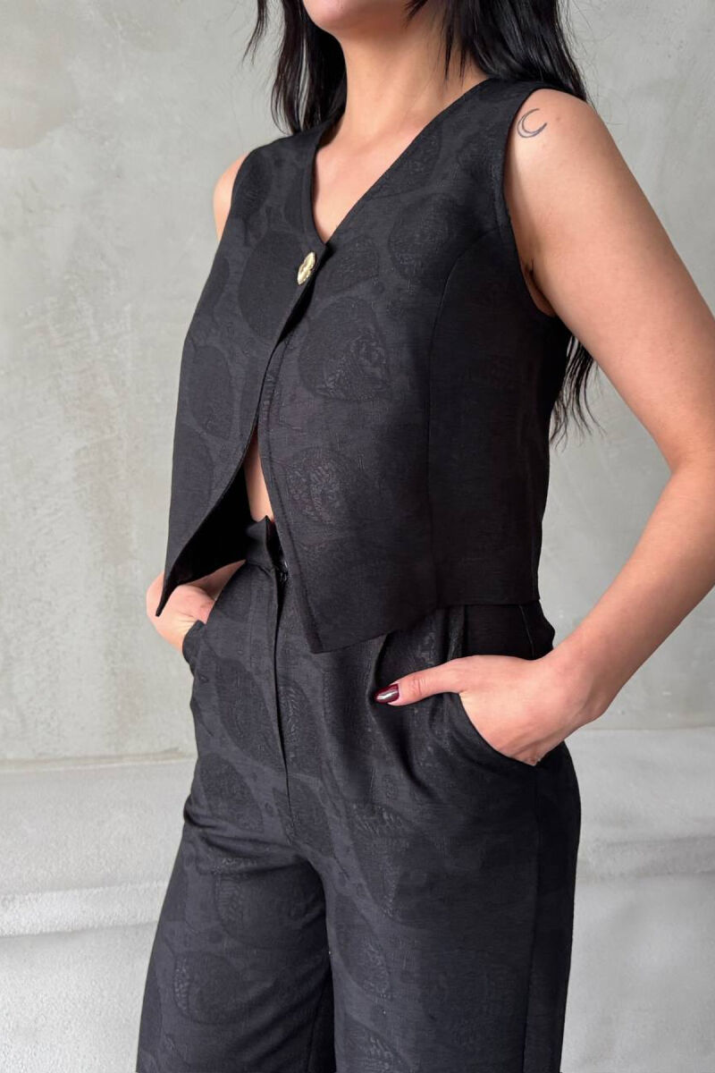 ONE COLOR GOLD BUTTON VEST + TROUSERS WOMAN SET BLACK/ E ZEZE - 6
