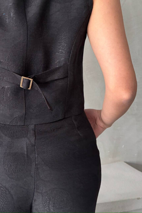 ONE COLOR GOLD BUTTON VEST + TROUSERS WOMAN SET BLACK/ E ZEZE - 7