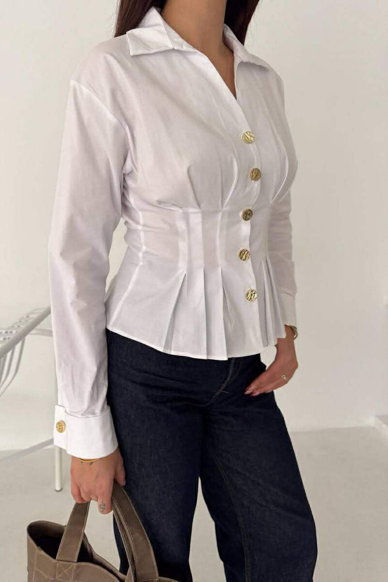 ONE COLOR GOLD BUTTONS WOMAN SHIRT WHITE-E BARDHE - 2