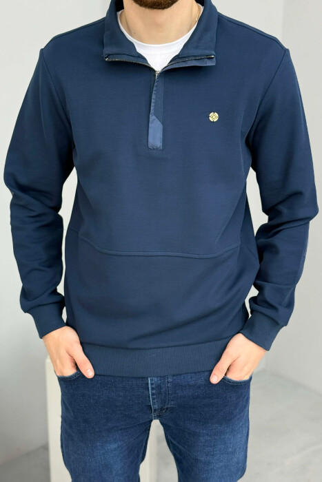 ONE COLOR GOLD SMALL LOGO MEN SWEATSHIRT DARK BLUE/BEE - 