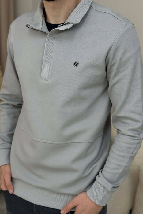 ONE COLOR GOLD SMALL LOGO MEN SWEATSHIRT LIGHT GREY/GZ - 