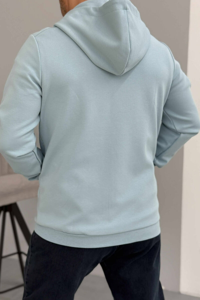 ONE COLOR HOOD ZIPPER MEN COTTON JACKET LIGHTBLUE/BZ - 4