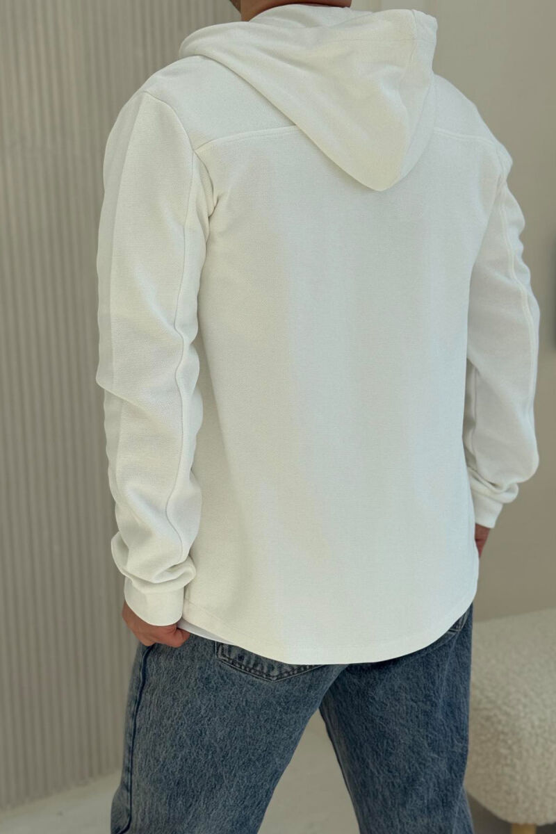 ONE COLOR HOODED MEN CARDIGAN WHITE-E BARDHE - 4