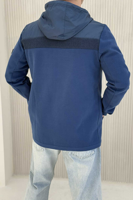 ONE COLOR HOODED MEN JACKET BLUE/BLU - 2