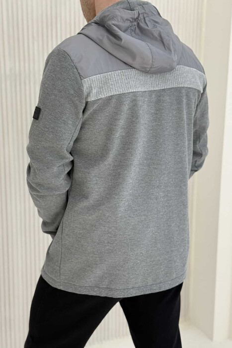 ONE COLOR HOODED MEN JACKET DARK GREY/GEE - 3