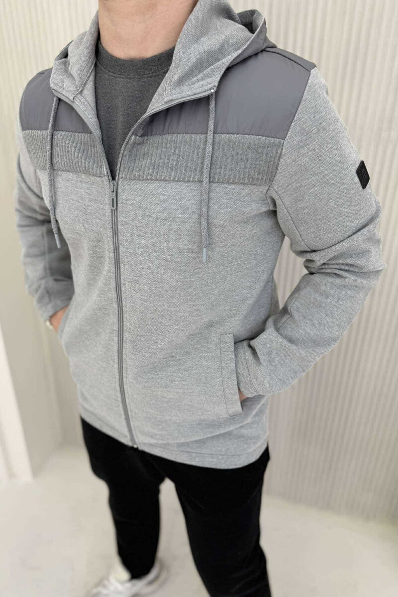 ONE COLOR HOODED MEN JACKET GREY/GRI - 2