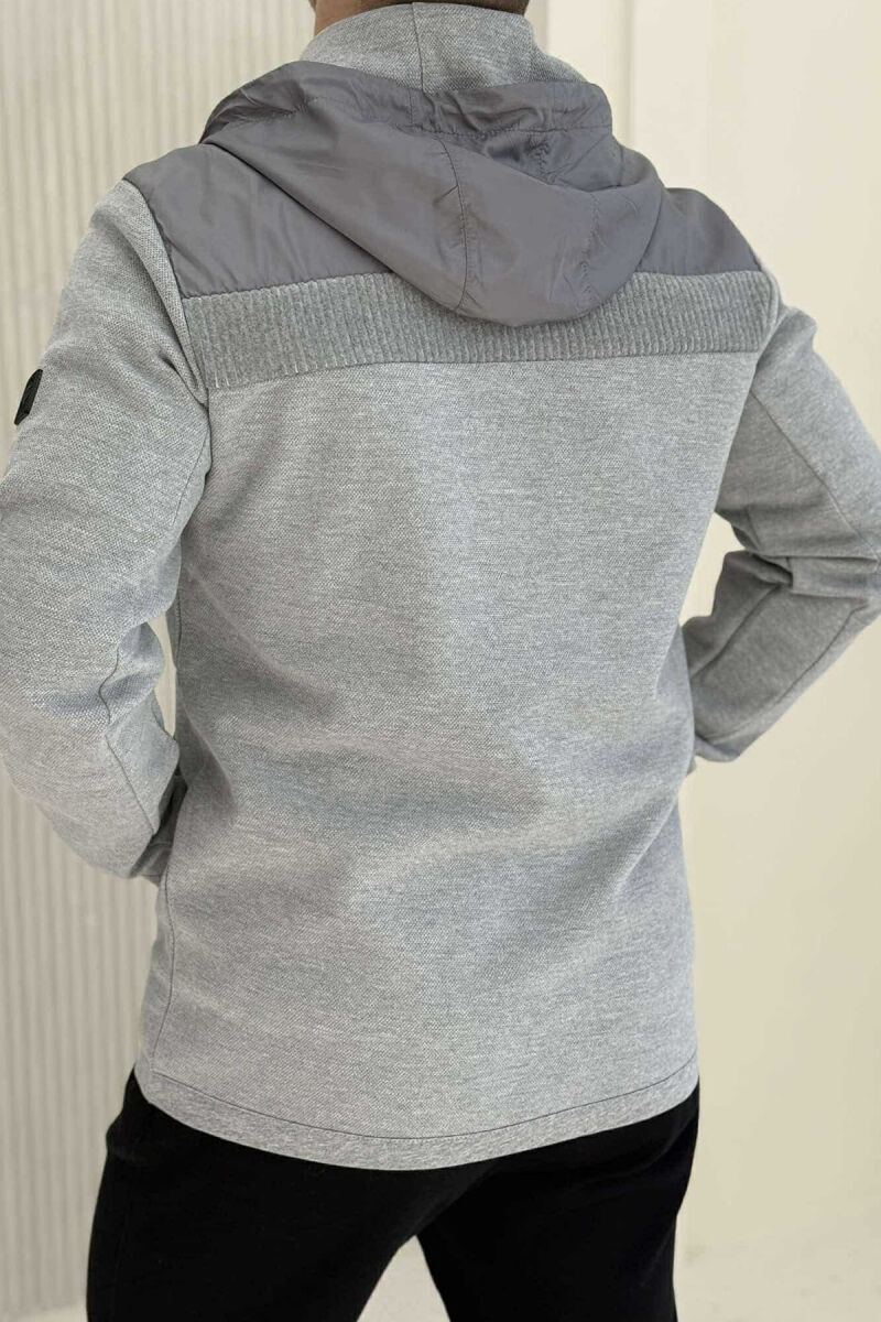 ONE COLOR HOODED MEN JACKET GREY/GRI - 4