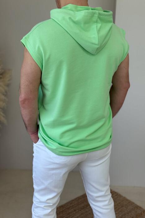 ONE COLOR HOODED MEN TANK TOP MINT/MENTE - 3