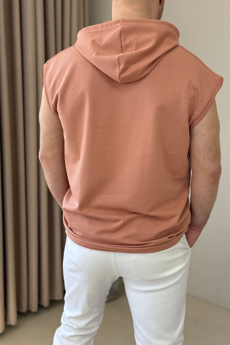 ONE COLOR HOODED MEN TANK TOP POWDER/PUDER - 3