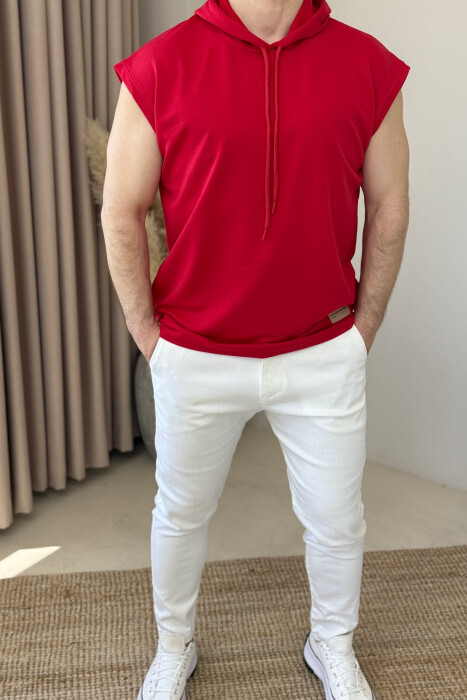 ONE COLOR HOODED MEN TANK TOP RED/E KUQE - 1