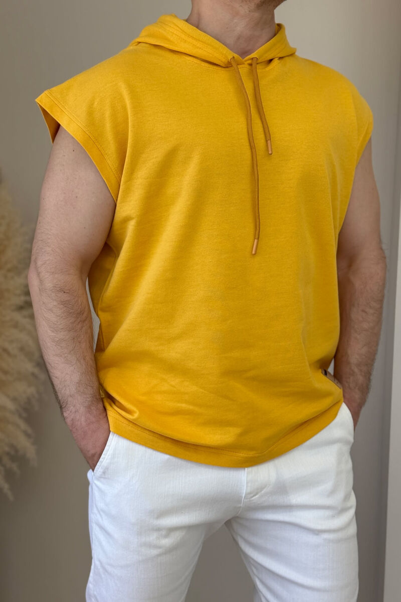 ONE COLOR HOODED MEN TANK TOP YELLOW/E VERDHE - 2