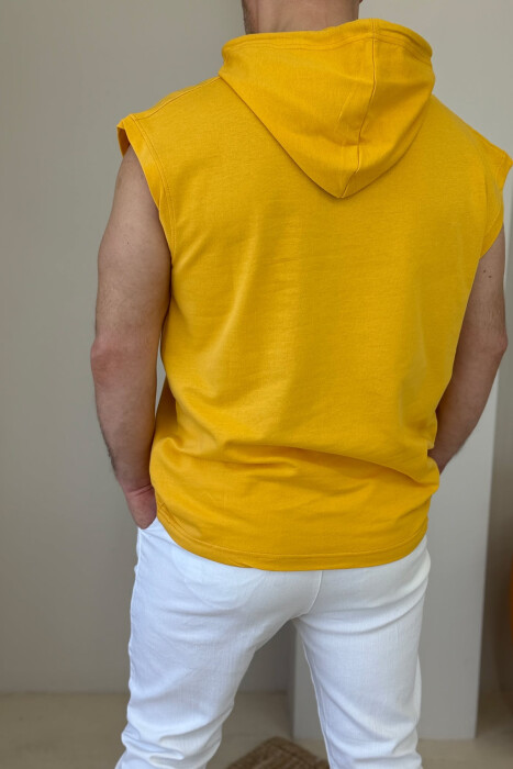 ONE COLOR HOODED MEN TANK TOP YELLOW/E VERDHE - 4