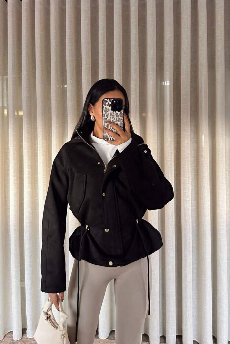 ONE COLOR HOODED WOMEN JACKET BLACK/ E ZEZE - 6