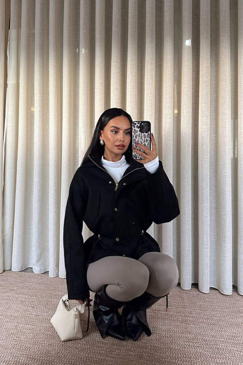 ONE COLOR HOODED WOMEN JACKET BLACK/ E ZEZE - 7