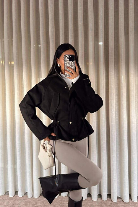 ONE COLOR HOODED WOMEN JACKET BLACK/ E ZEZE - 8