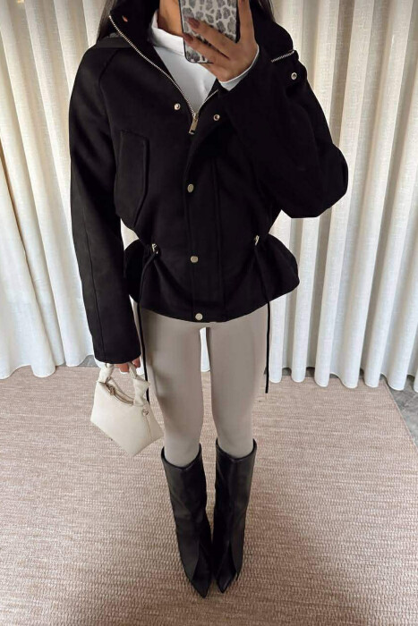 ONE COLOR HOODED WOMEN JACKET BLACK/ E ZEZE - 9