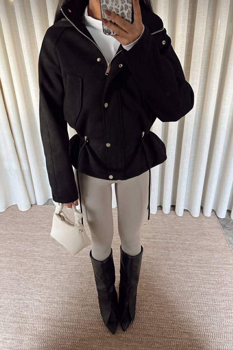 ONE COLOR HOODED WOMEN JACKET BLACK/ E ZEZE - 9