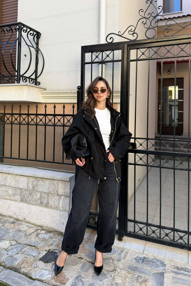 ONE COLOR HOODED WOMEN JACKET BLACK/ E ZEZE - 2