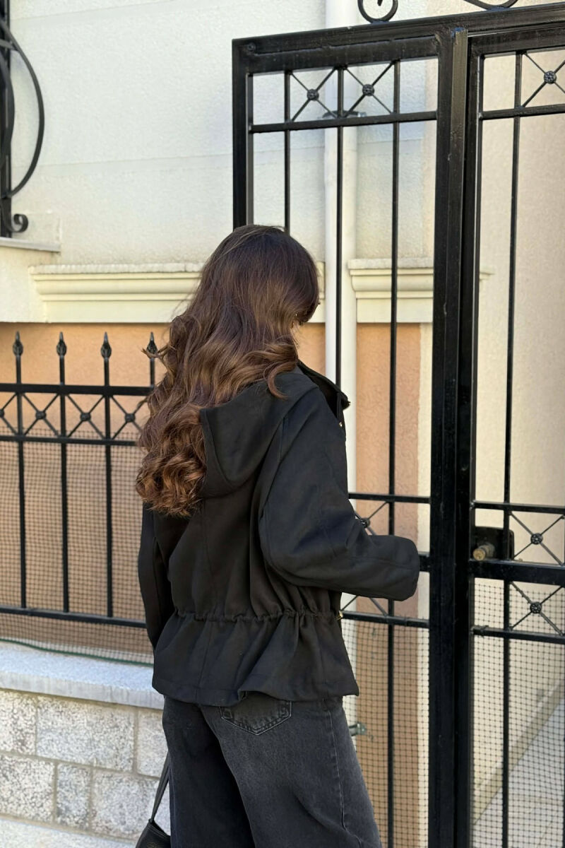 ONE COLOR HOODED WOMEN JACKET BLACK/ E ZEZE - 5