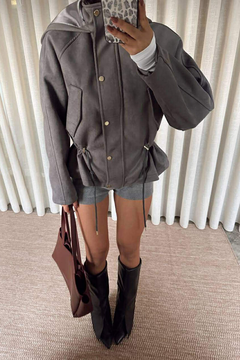 XHAKETE NJE NGJYRESHE ME KAPUC PER FEMRA NE NGJYRE GRI - 8