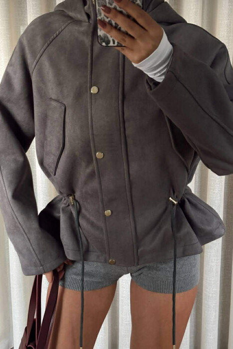 XHAKETE NJE NGJYRESHE ME KAPUC PER FEMRA NE NGJYRE GRI - 9