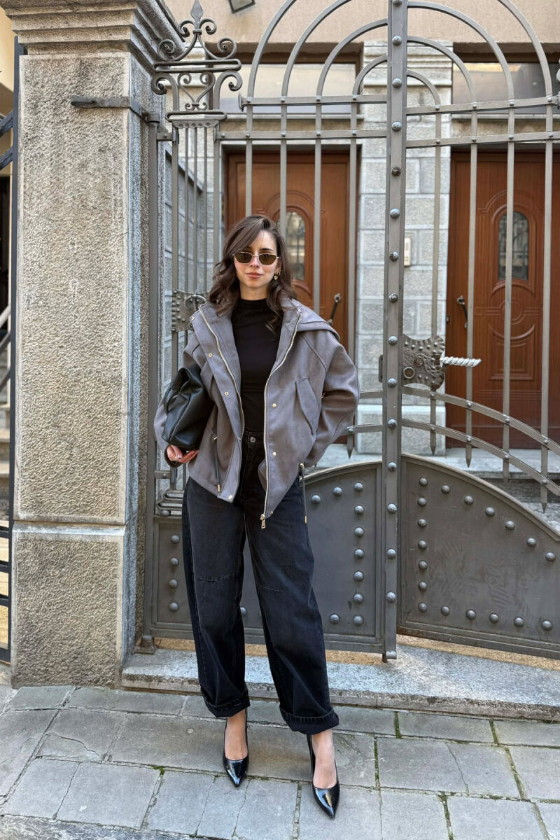 XHAKETE NJE NGJYRESHE ME KAPUC PER FEMRA NE NGJYRE GRI - 2