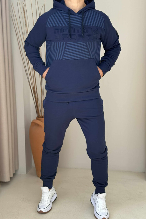 ONE COLOR HOODIE+JOGGERS MEN SET BLUE/BLU 