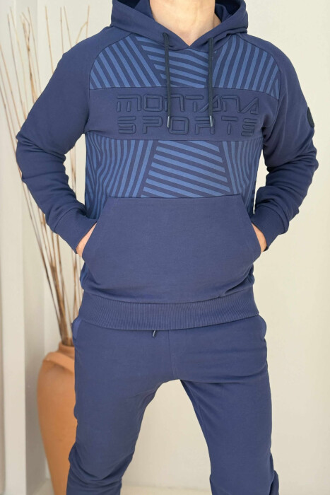 ONE COLOR HOODIE+JOGGERS MEN SET BLUE/BLU - 3