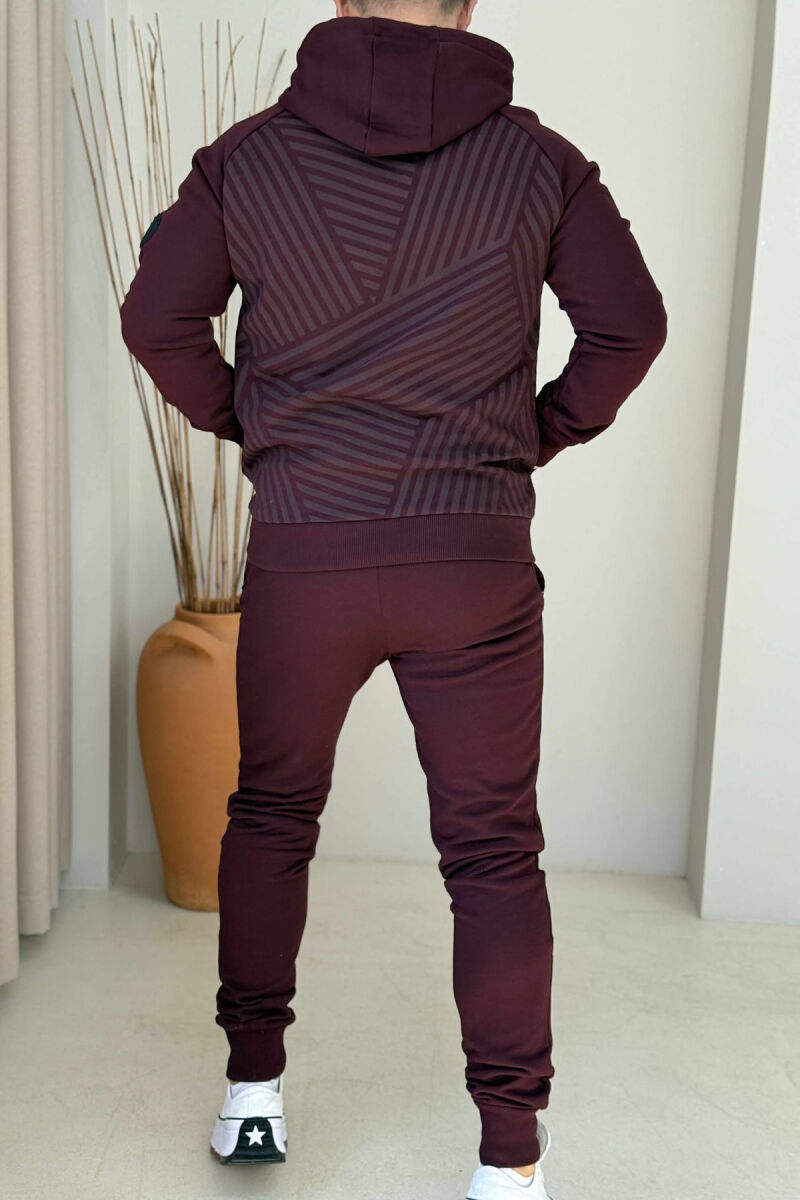 ONE COLOR HOODIE+JOGGERS MEN SET BURGUNDY/VISHNJE - 2