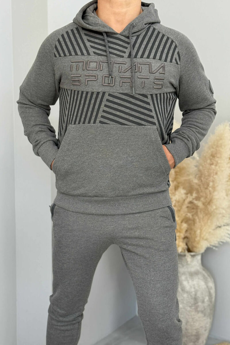 ONE COLOR HOODIE+JOGGERS MEN SET DARK GREY/GEE - 3