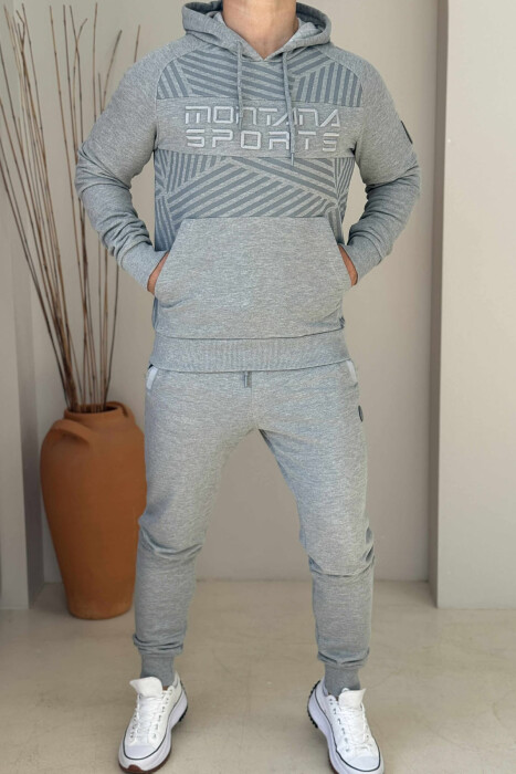ONE COLOR HOODIE+JOGGERS MEN SET GREY/GRI - 1