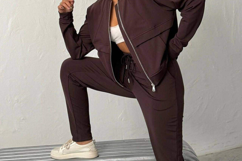 ONE COLOR JACKET + SWEATPANTS WOMAN SET BROWN/KAFE - 3