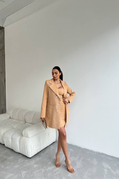 ONE COLOR JACKET+ DRESS WOMEN SET BEIGE/BEZHE - 2