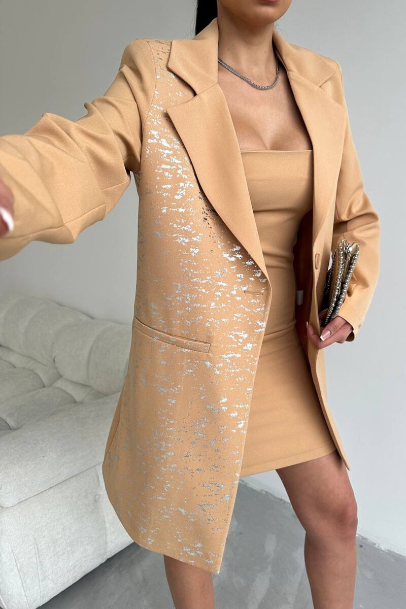 ONE COLOR JACKET+ DRESS WOMEN SET BEIGE/BEZHE - 3