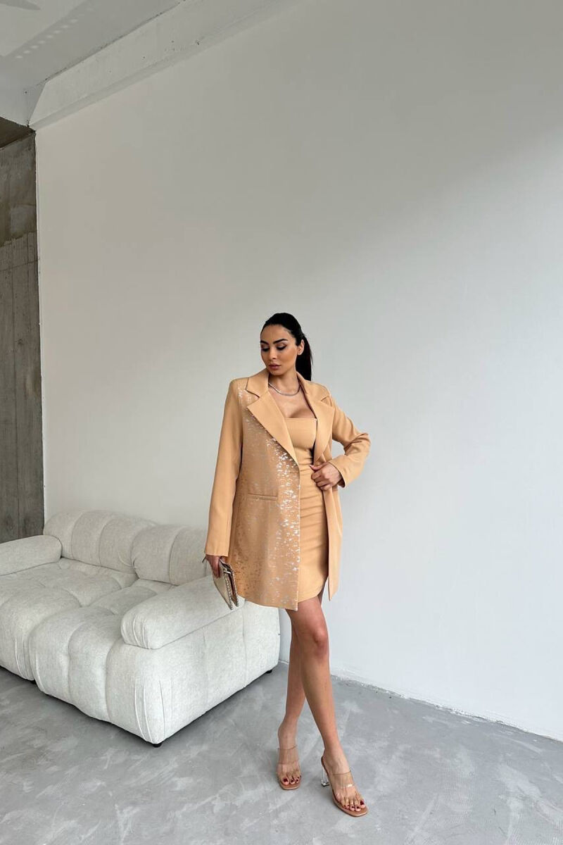 ONE COLOR JACKET+ DRESS WOMEN SET BEIGE/BEZHE - 4
