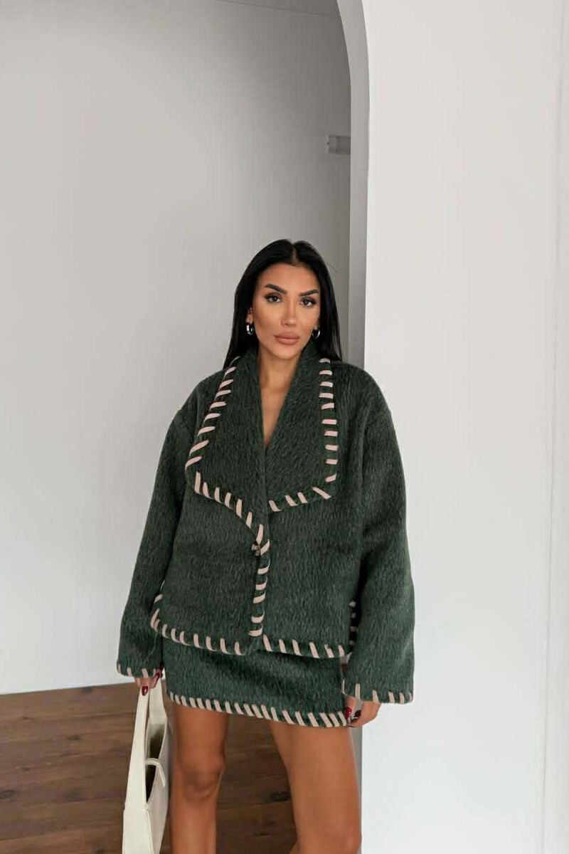 ONE COLOR JACKET+SKIRT WOMEN SET GREEN/JESHILE - 4