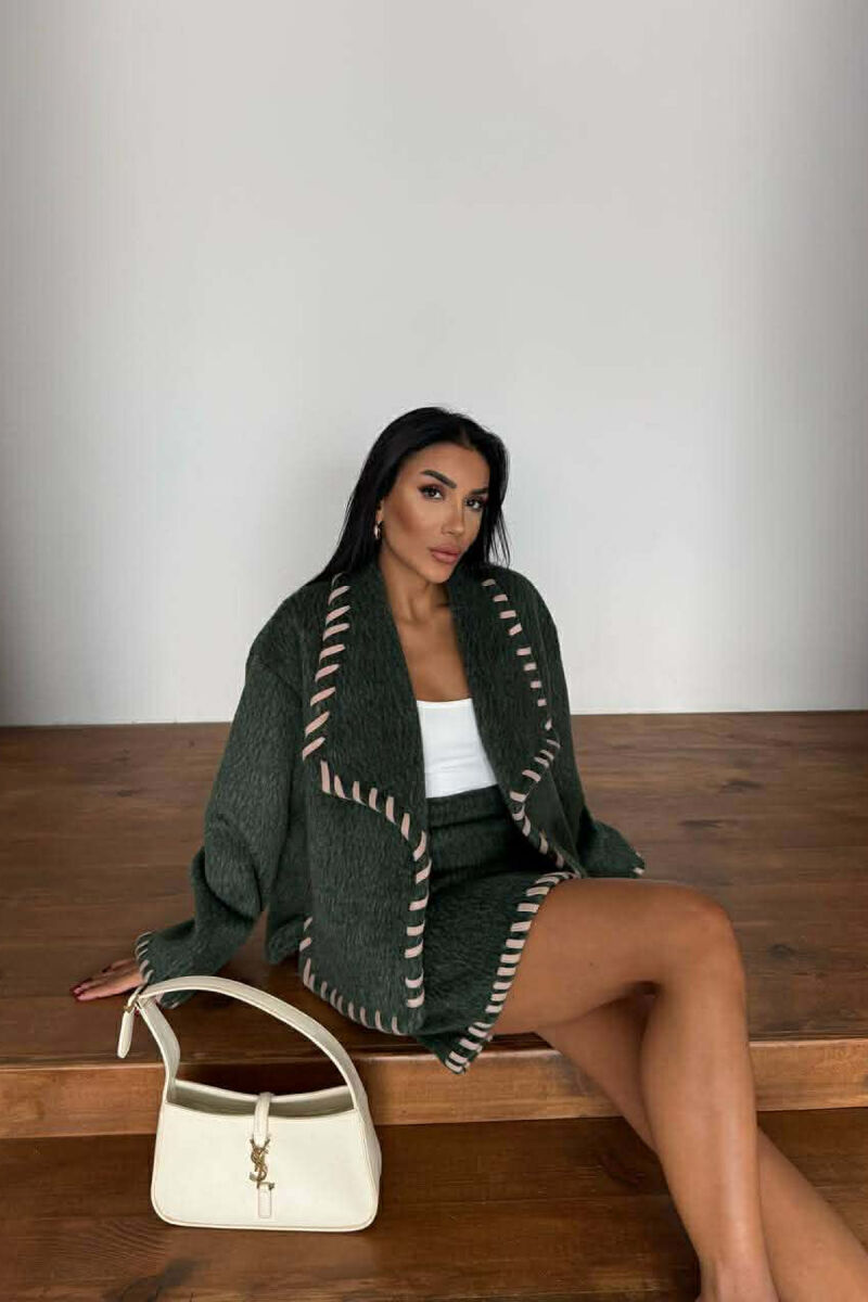 ONE COLOR JACKET+SKIRT WOMEN SET GREEN/JESHILE - 5