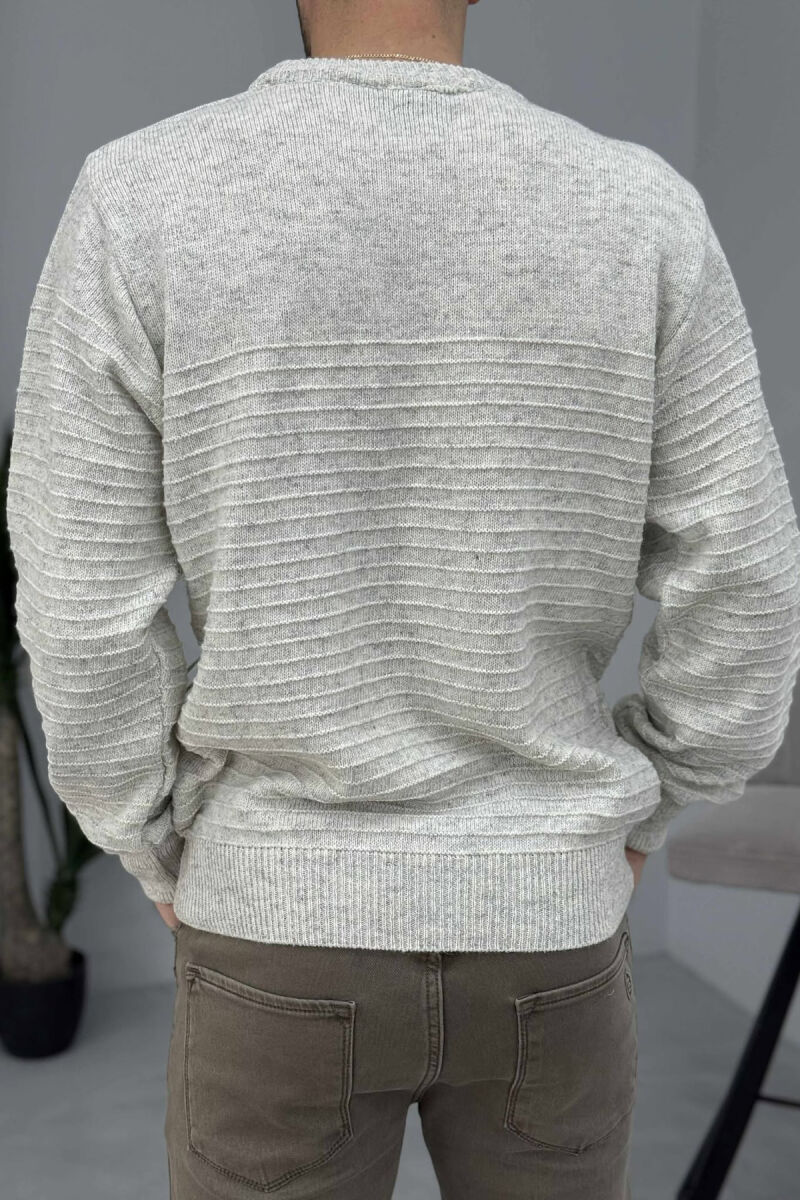 ONE COLOR KNITTED MEN SWEATER LIGHT GREY/GZ - 4