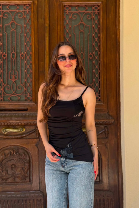 KANATJERE ME DETAJ DANTELLE PER FEMRA NE NGJYRE TE ZEZE - KLAUDIO FASHION
