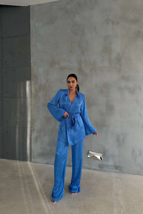 ONE COLOR LACING JACKET+TROUSERS WOMEN SET BLUE/BLU 