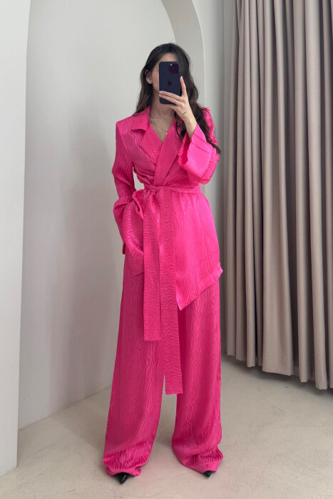 ONE COLOR LACING JACKET+TROUSERS WOMEN SET FUCHSIA/CIKLAMI 