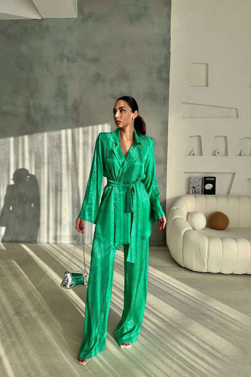 ONE COLOR LACING JACKET+TROUSERS WOMEN SET GREEN/JESHILE - 1