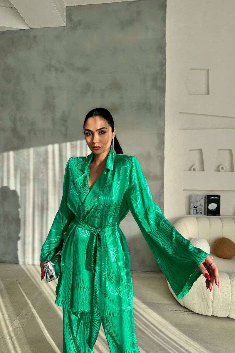 ONE COLOR LACING JACKET+TROUSERS WOMEN SET GREEN/JESHILE - 2