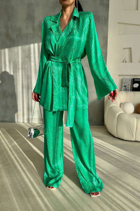 ONE COLOR LACING JACKET+TROUSERS WOMEN SET GREEN/JESHILE - 3