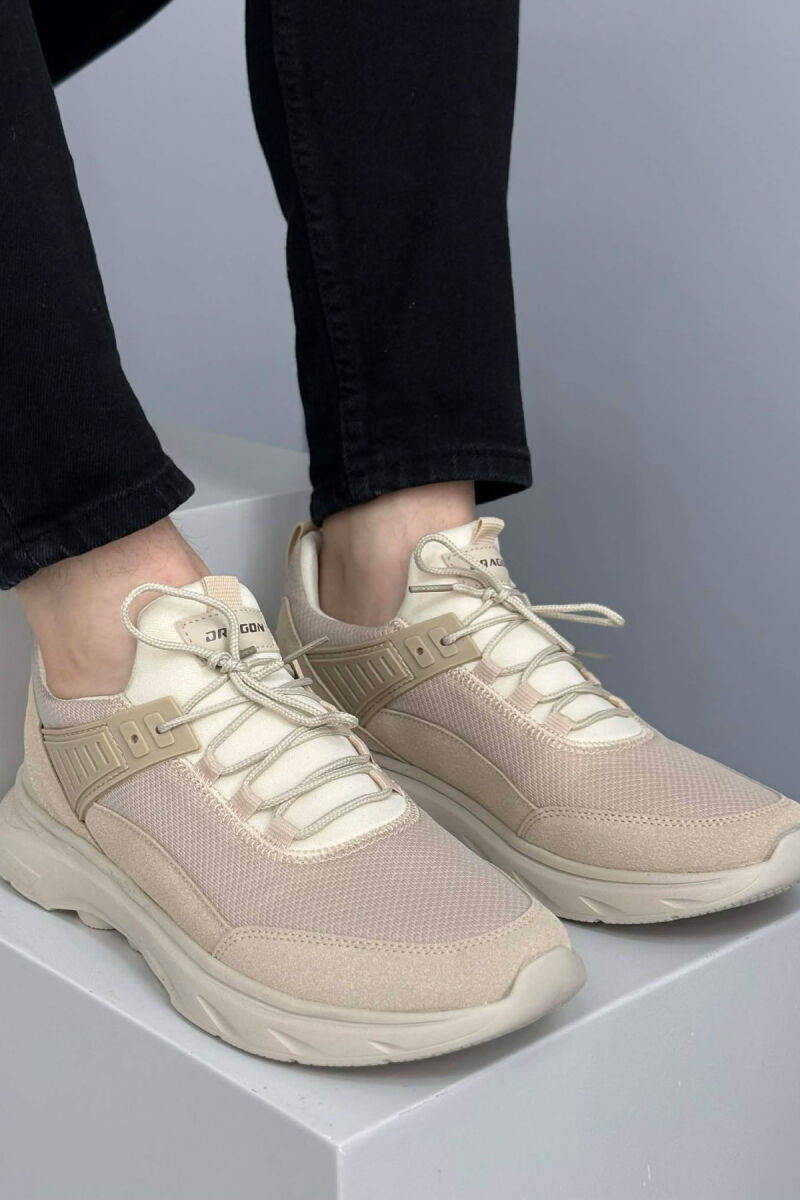 ONE COLOR LACING PLATFORM MEN SNEAKERS BEIGE/BEZHE - 1