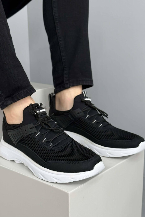 ONE COLOR LACING PLATFORM MEN SNEAKERS BLACK-WHITE/ZEBA - KLAUDIO FASHION